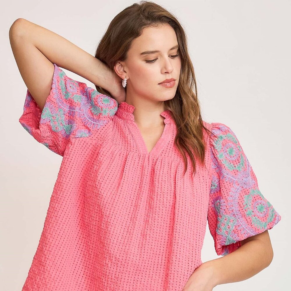 UMGEE Checkered Seersucker Top (New)